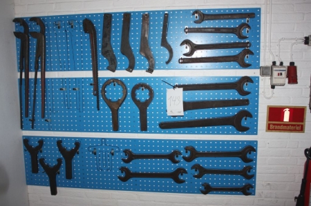Tool panel with various tools on wall