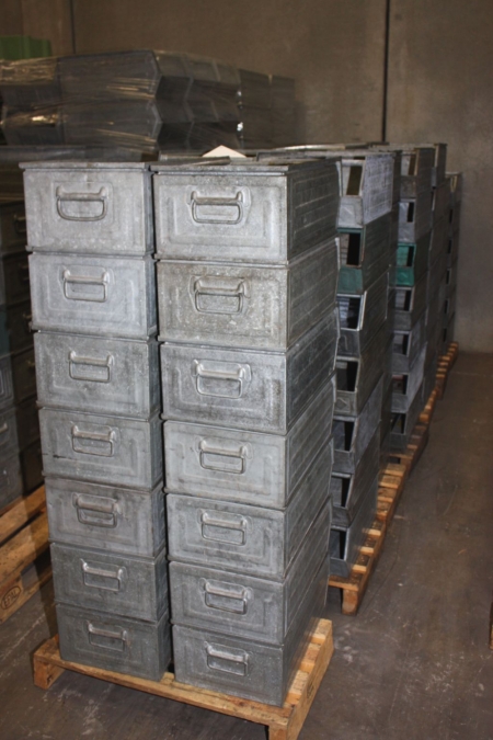 6 palletts with galvanised steel boxes, app. 80 units