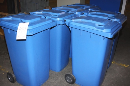 6 stk. affaldscontainere, plast, 240 l
