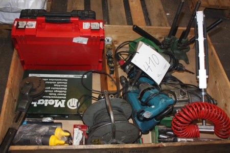 Pallet with various electrical and pneumatic tools