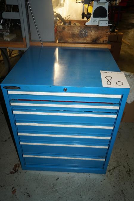 Blue steel cabinet without content. 71x85 cm