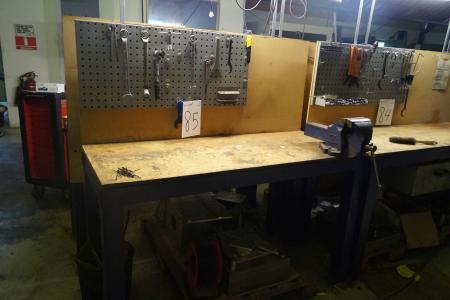 File bench with screwdriver and tool board. 200x60x87 cm