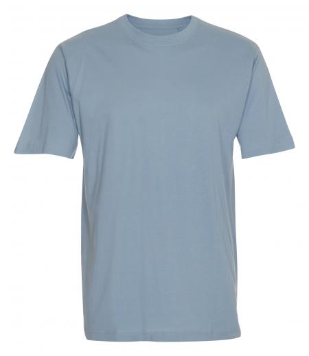 Firmatøj uden tryk ubrugt: 40 STK. T-shirt , rundhalset , LYS BLÅ , 100% bomuld, 10 XS - 10 S - 10 M - 10 L