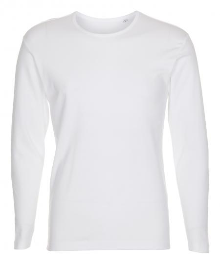 Firmatøj ungebraucht ohne Druck: 25 stk.T-Shirt mit langen Ärmeln, Rundhals weiß aus 100% Baumwolle. 5 XXS - 5 M - L 5 - 5 XL - 5 XXL