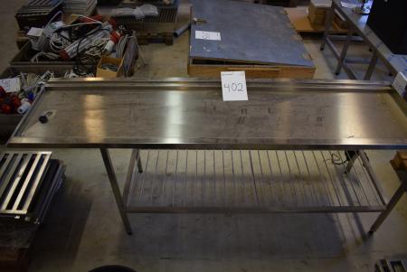 Rustfri bord med afløb 60 x 220 cm