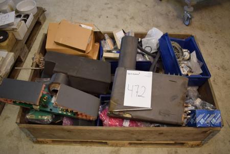 Pallet with div. Electrical parts, circuit boards, heater, etc.