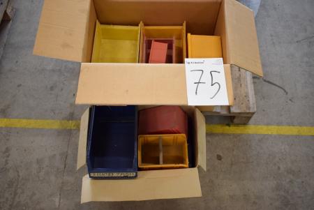 Various plastic boxes.