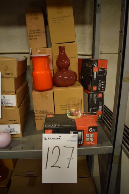 6 stk. SPEEDTSBERG vaser, orange. Ca. 18 cm. + 4 stk. røde SPEEDTSBERG, ca. 20 cm.