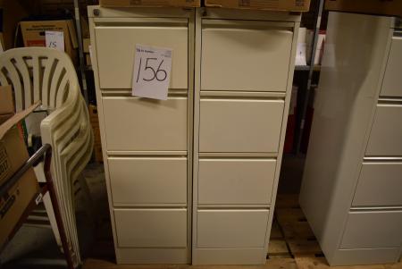 2 pcs. filing cabinets m. 4 drawers for hanging files.