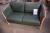 2 pers. Leather sofa, green frame beech. Pressure points on the seat