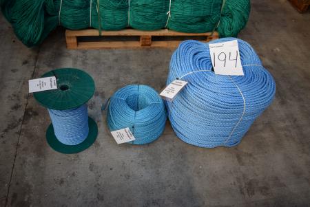 1 piece. Ropes 8 mm, 220 m + 1. rope 10 mm 772 m + 1. Ropes 12 mm 59 m