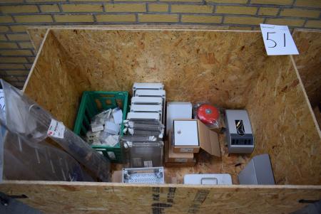 Pallet with div. Electrical cabinets, network adapter, TV aerials etc.