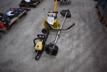 Brushcutter, chainsaw, sweeper. condition unknown