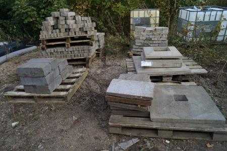 7 pallets with concrete material.