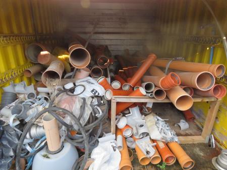 Content in Container, miscellaneous sewer pipes and fittings.