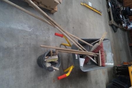 Wheelbarrow with various tools.