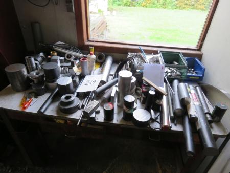 Table with various tool steel and more.