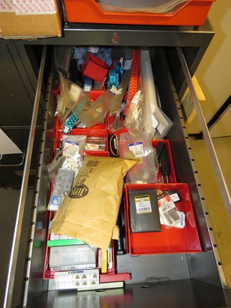 Contents in drawer include cutters, cutting tools, and more.