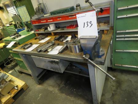 File bench with contents in drawer and on wall. 150x90x90 cm