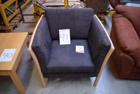 Armchair, solid beech, fabric gray velvet