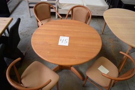 Spisebord Ø115 + 4 stole
