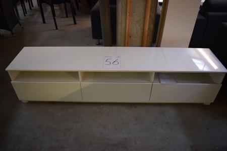 Sideboard high-gloss white 42 x 200 cm + rack 23 x 177 cm