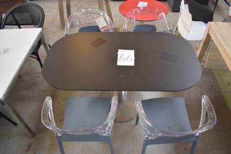 Table 80 x 140 cm + 4 plastic chairs