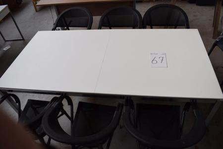 Tabelle 100 x 200 cm, W w. + Chromrahmen 6 Stck. Stühle schwarz
