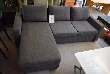 Sofa mit Chaiselongue + 2 Stühlen, dunkelgrau, im unteren Rücken