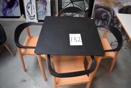 Café Tisch 80 x 80 cm + 4 Stühle