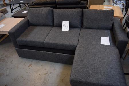 Sofa m. Chaise, dark gray