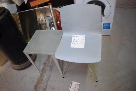 Plastic Chair + small glass table