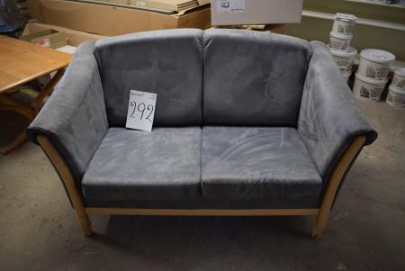 3 + 2 seater sofa. Gray velvet, frame beech