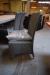 Havebord, grå beton + 6 stk. stole med hynder