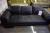 3 + 2 pers. Sofa, black leather + glass board 67 x 121 cm