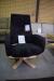 Black armchair on swivel base + glass table 40 x 70 cm