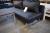 Sofa Bed, black leather + coffee table 100 x 100 cm, black MDF board