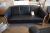 3 + 2 seater. Black leather sofa with beech frame