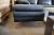 Black leather sofa with chaise + ottoman