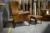 3 pers. Chesterfield sofa + stol m. høj ryg + stol m. lav ryg + skammel, brun skind