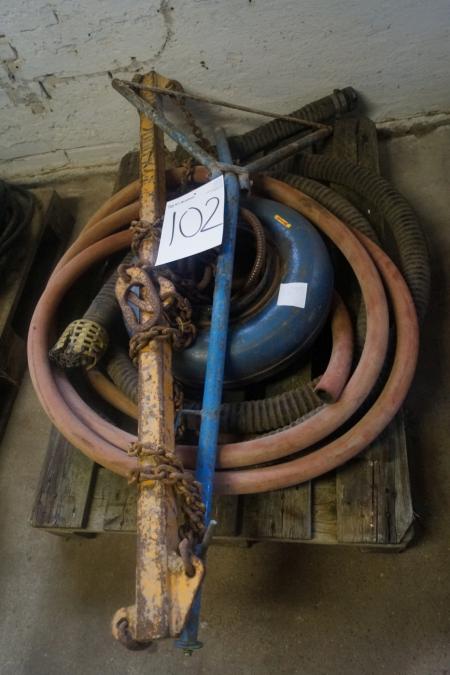 Various hoses + equipment for sewer cleaners.