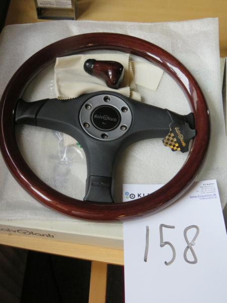 Wooden steering wheel.