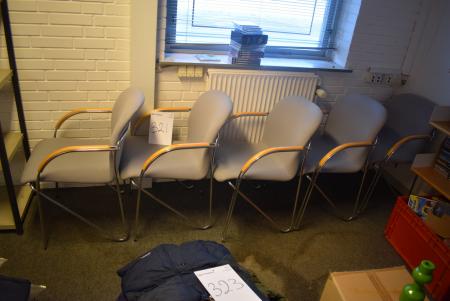 5 conference chairs, gray, fabric