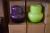 Purple and green vases