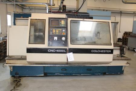 CNC lathe, Colchester CNC-4000L with Fanuc GE management, 3 pcs glasses, piercing 90mm working length from about Festoon 2000 mm with chip conveyor length of about 3 meters