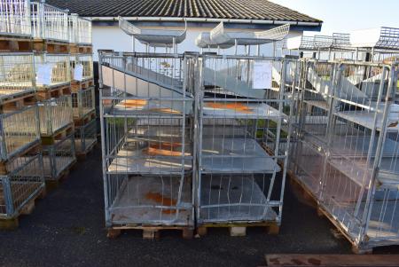 4 pcs. pallet cages with shelves, trays / curve