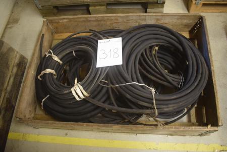 Pallet with various hydraulic hoses
