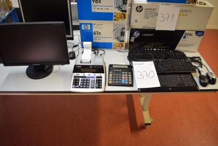 2 pcs. calculating machines, keyboards 3 + 2 monitors