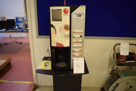 Wittenborg kaffeautomat med bord, model FB7100 + kasse med papkrus