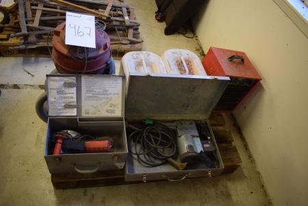 Pallet with concrete hammer, chaser, industrial vacuum cleaner, etc.